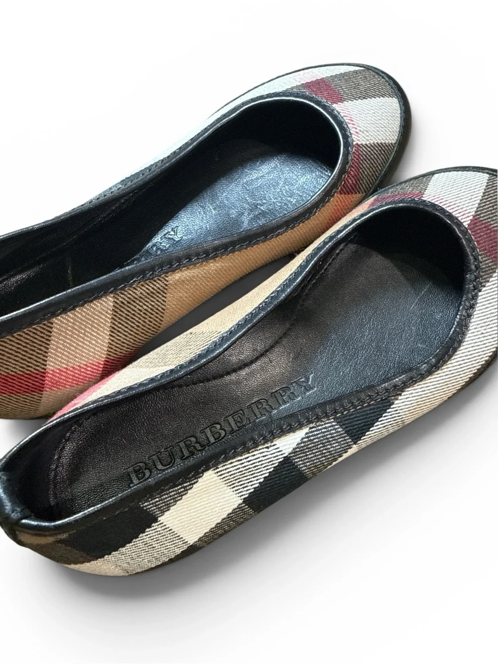 Burberry Girl's Size 30 Check Patterned Round Toe Ballet Flats NWT Made in Italy